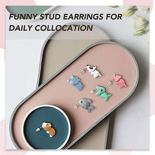 Cute animal bite earring🦖🐕🦈🐋