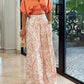 Crop Top Blouse and Wide Leg Printed Pants 2 Pieces Set