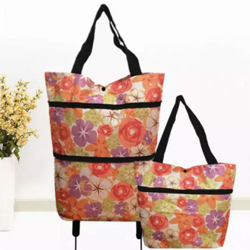 Folding Shopping Bag Collapsible Trolley Bags with Wheels