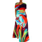 Portrait Print V-Neck Maxi Dress