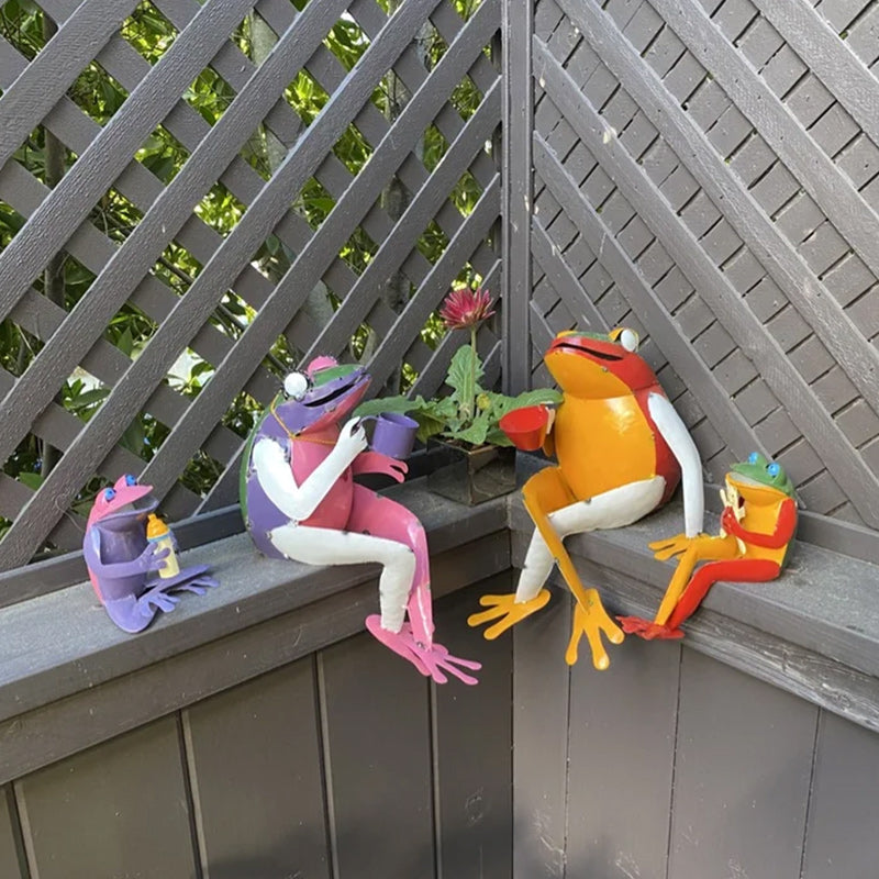 Metal Frog Art Sculpture Decor