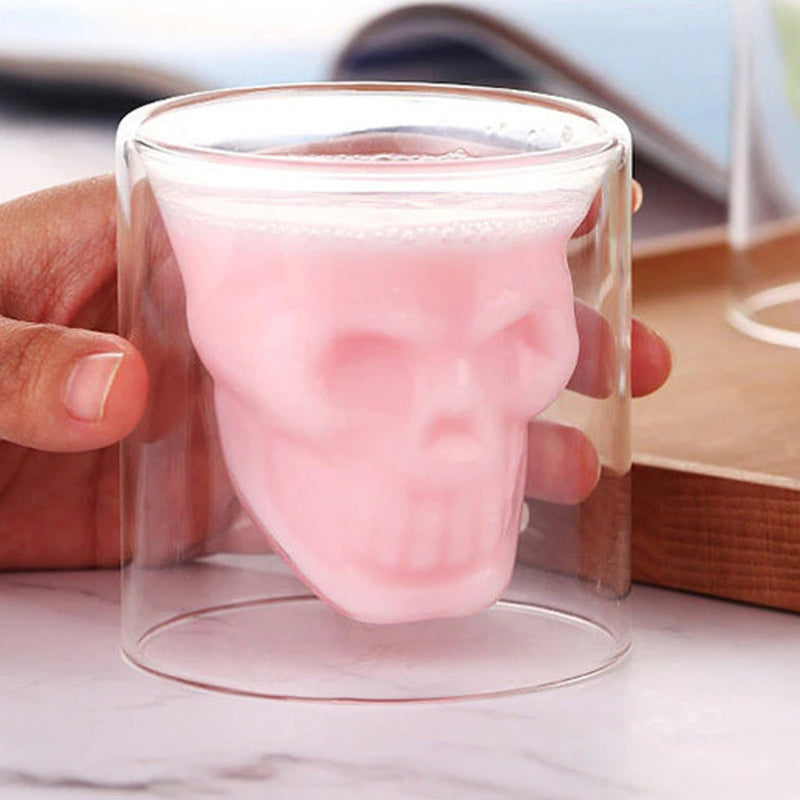 Double Walled Skull Glass Mug For Hot & Cold Drinks