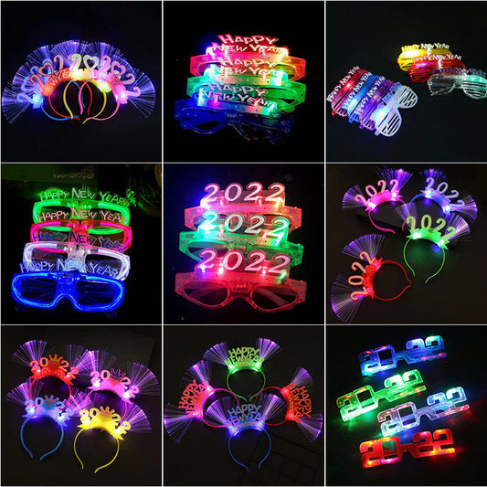 2022 LED Light Up Glasses & Crowns Headband