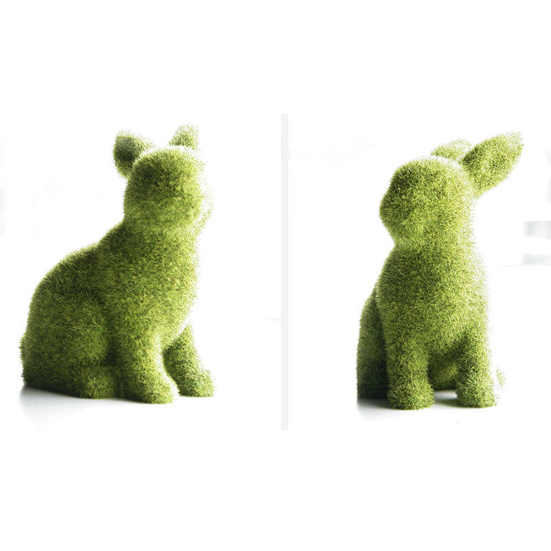 Moss Animal Statue Green Fuzzy Flocked