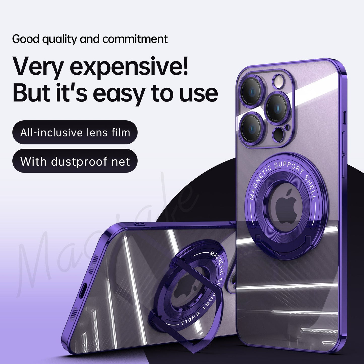 Magnetic Suction Bracket Electroplated Clear Protective Phone Case