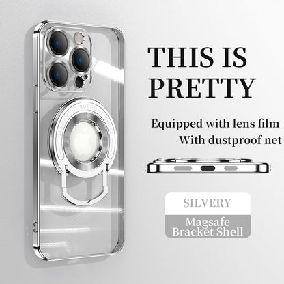 Magnetic Suction Bracket Electroplated Clear Protective Phone Case
