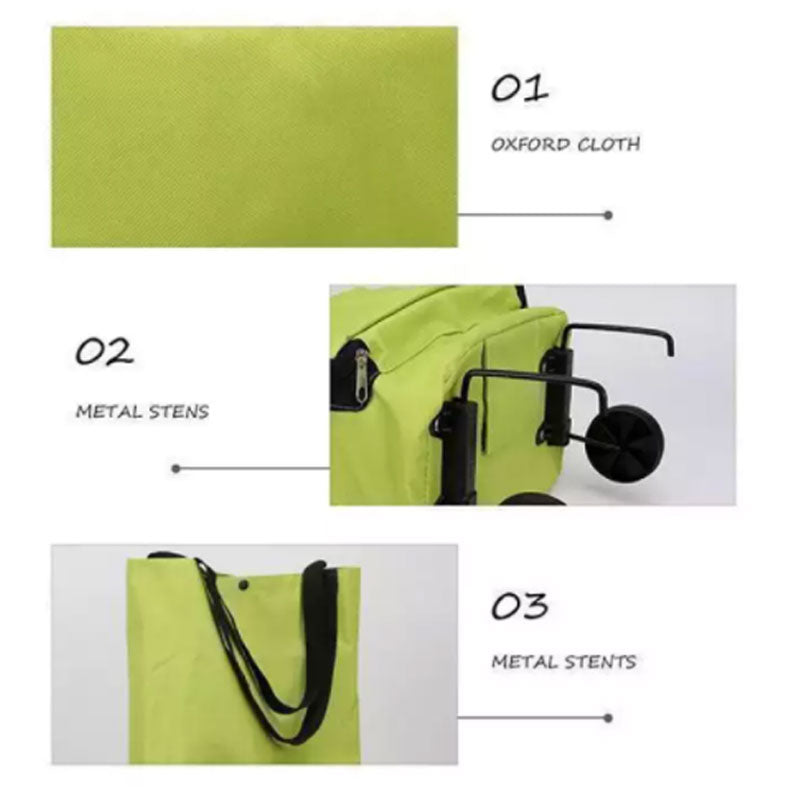 Folding Shopping Bag Collapsible Trolley Bags with Wheels