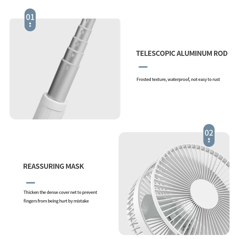 Stand Fan, Folding Portable Telescopic USB Fan