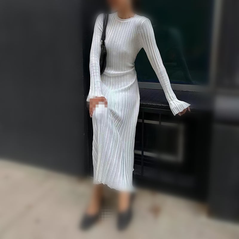 2023 Fall New Sleeved Knit Midi Dress