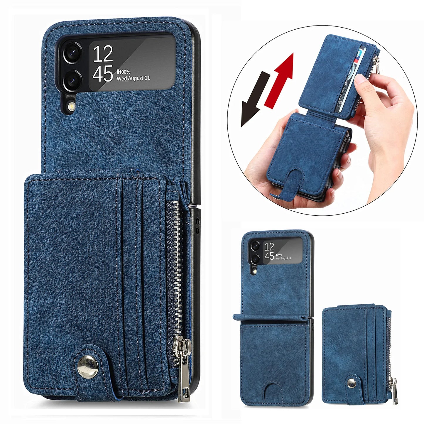 Suitable For Samsung z flip3/4 Wallet Phone Case With Card Holder