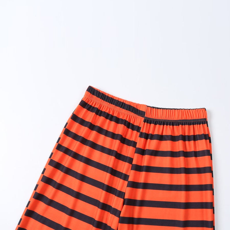 Halloween Pumpkin Top and Stripe Pants Family Matching Pajamas Sets