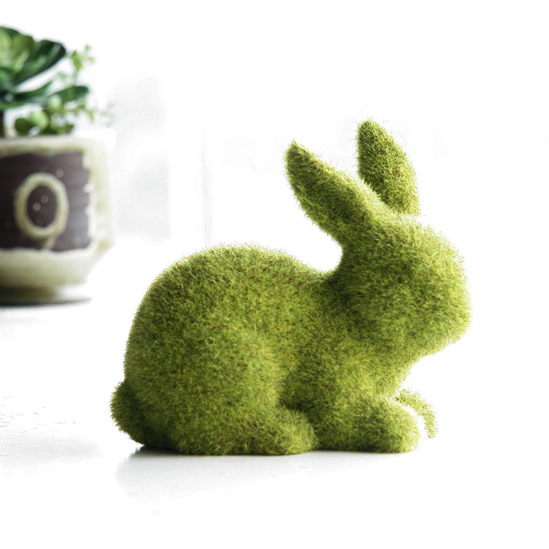 Moss Animal Statue Green Fuzzy Flocked