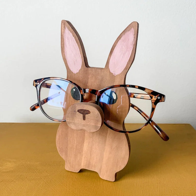 Rabbit Wooden Glasses Stand Easter Gift