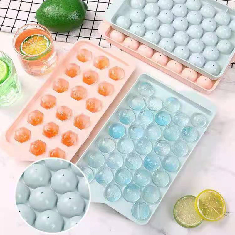 Round Ice Cube Tray with Lid Ice Ball Maker Mold