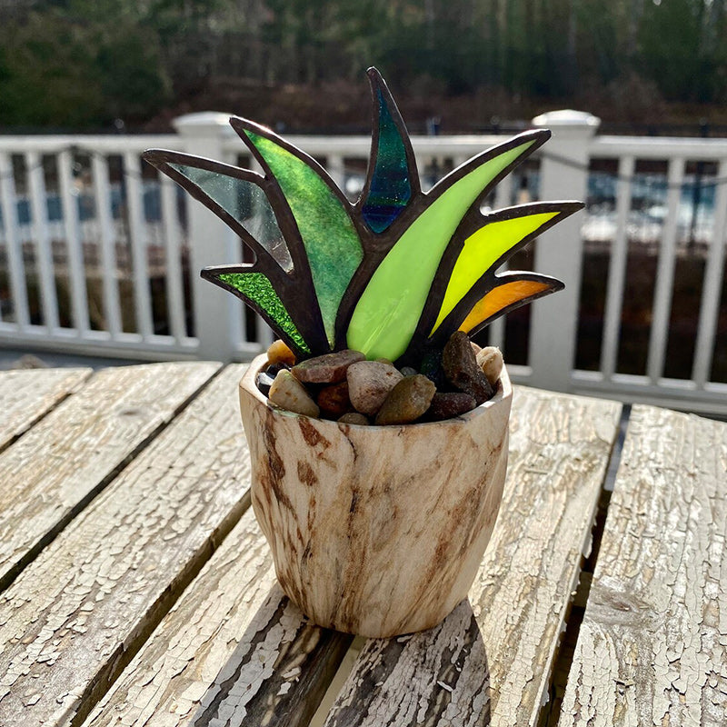 Stained Agave Plant Flower Pot Ornament