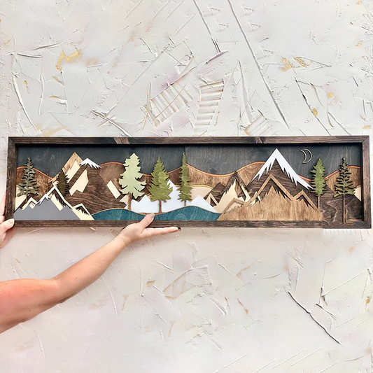 Handmade Wooden Forest & Mountain Wall Decor