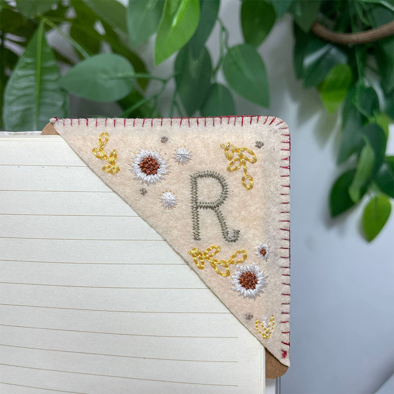 Personalized Hand Embroidered Corner Bookmark