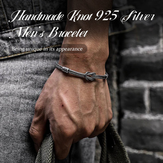 Handmade Knot 925 Silver Men's Bracelet