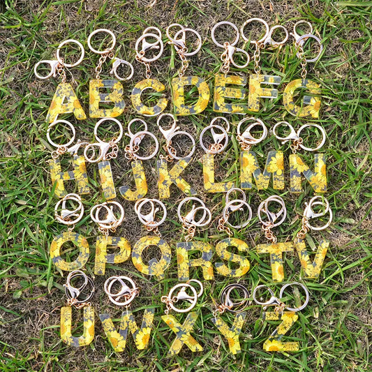 Yellow Daisy English Letters Keychain