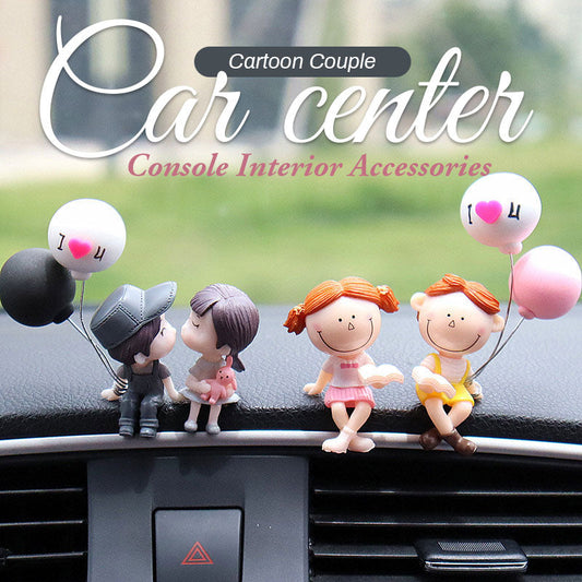 Cartoon Couple Car Center Console Interior Accessories