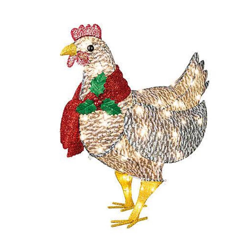 Christmas Pre-Sale Light-Up Chicken with Scarf Holiday Decoration