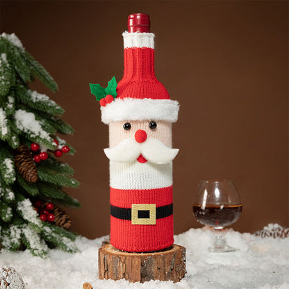 Cartoon Knitted Christmas Wine Bottle Set