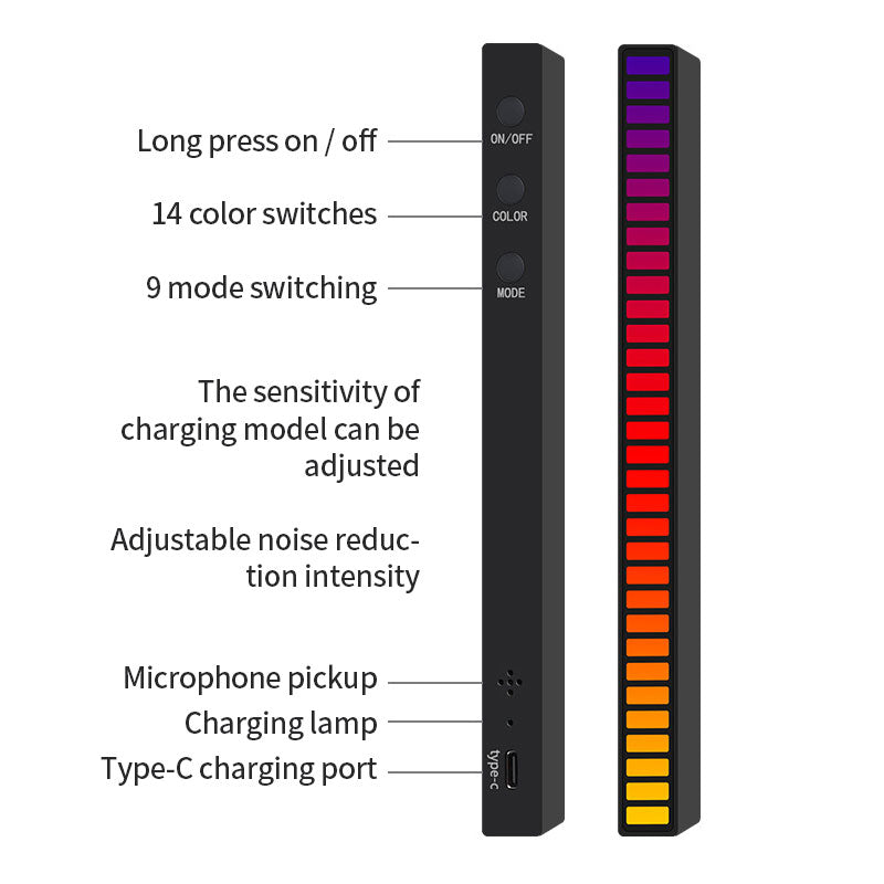 RGB Voice-Activated Pickup Rhythm Light