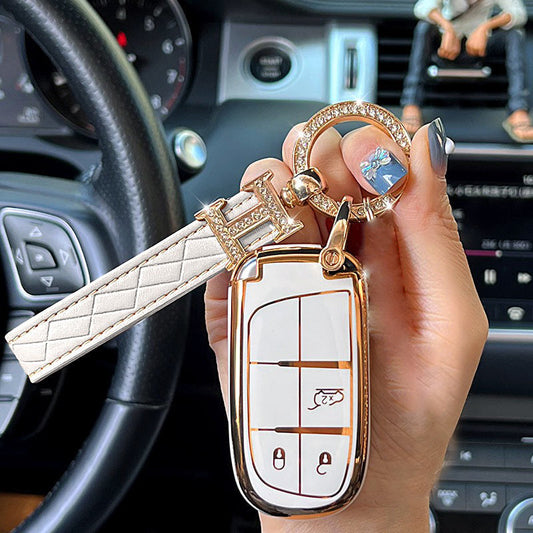 Jeep Dodge Chrysler Car Key Case Rhinestones Keychain