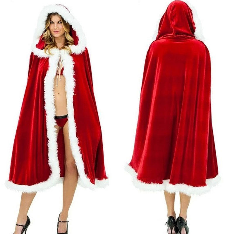 Christmas Costume Adult Women Hooded Cloak