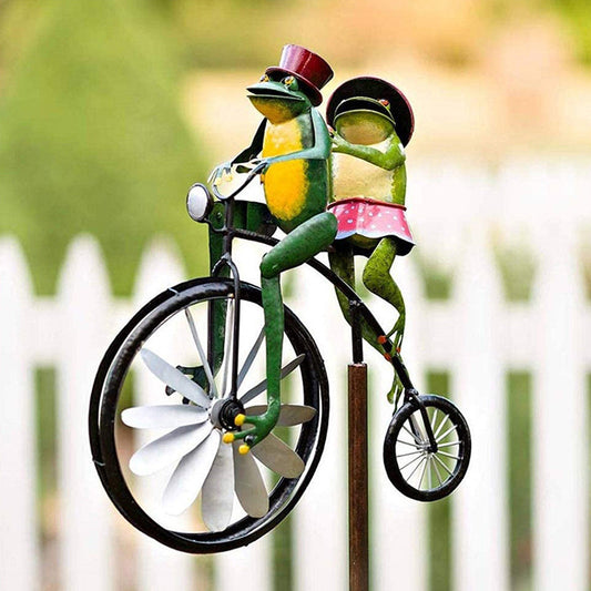 Frog Motorcycle Wind Spinner with Metal Stake