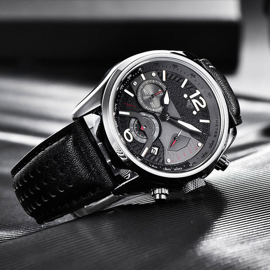 Multifunctional Chronograph Leather Quartz Watch