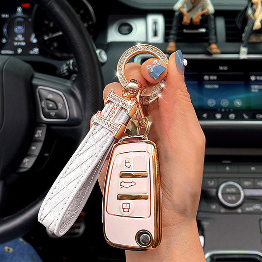 Audi Car Key Case Rhinestones Keychain