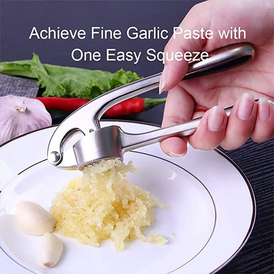 No Need to Remove Garlic Peel - Premium Garlic Press with Soft Easy-Squeeze Ergonomic Handle
