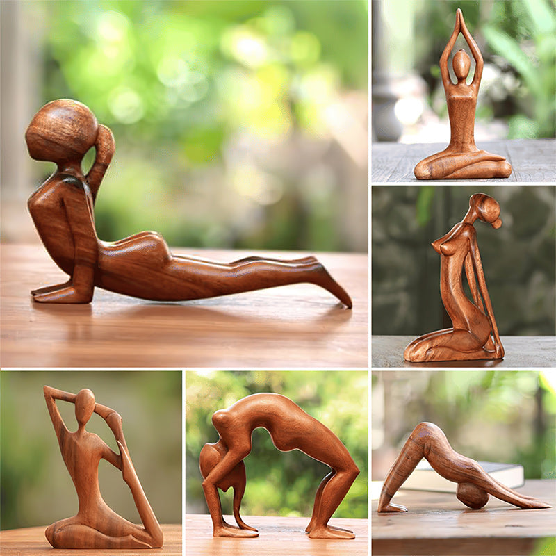 Yoga Pose Wood Carving Wood Sculpture Gifts
