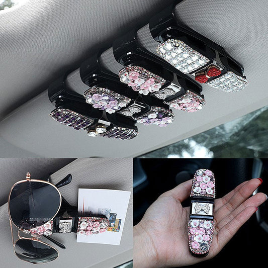 Diamond Peach Car Glasses Clip
