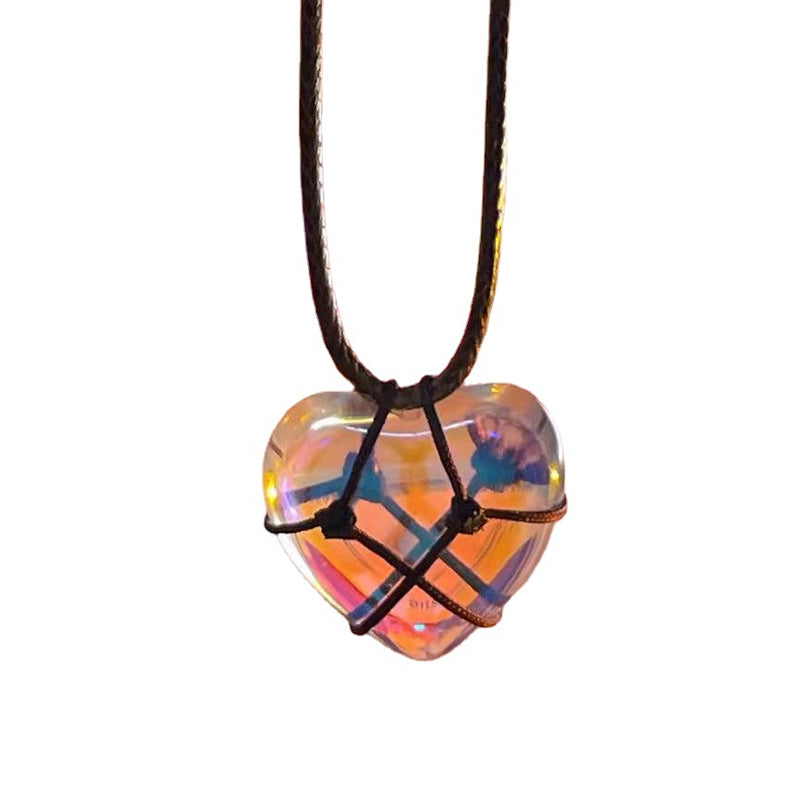 Barbie Diamond Castle Love Necklace Crystal Glass Heart