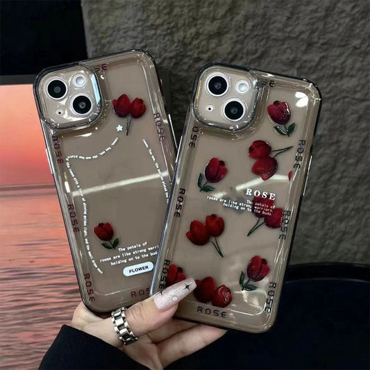 Premium Translucent Black Rose Phone Case