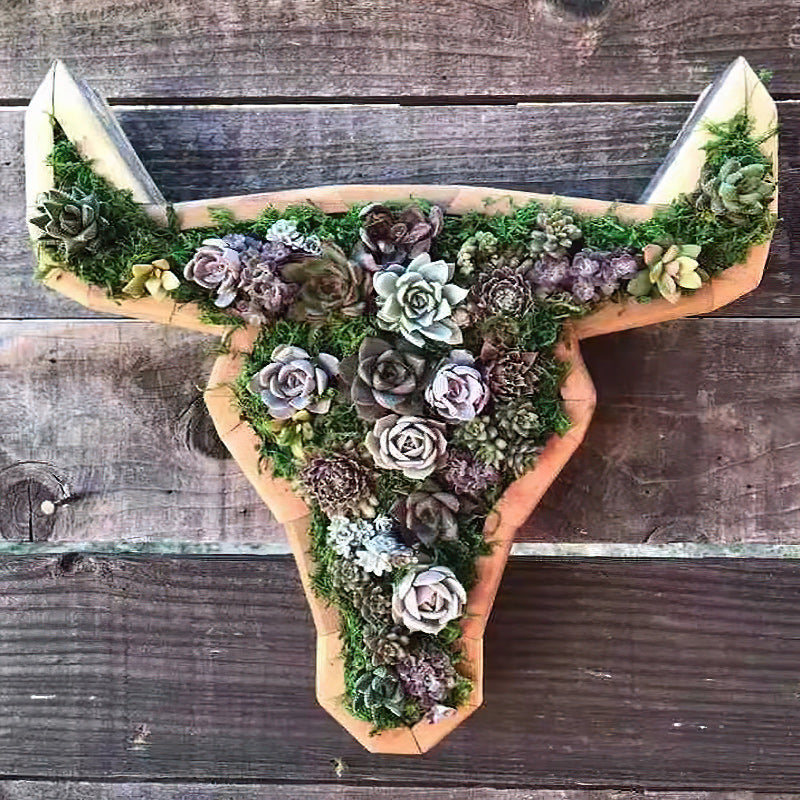 Bull Head Planter Statue Wall Mounted Outdoor Planter Pots