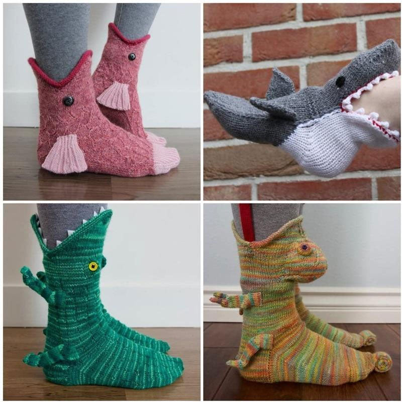 Knitted Crocodile Socks