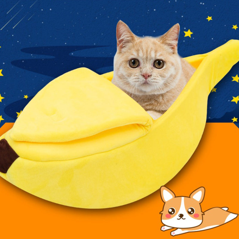 Cute Banana Pet Kennel Cat Bed House