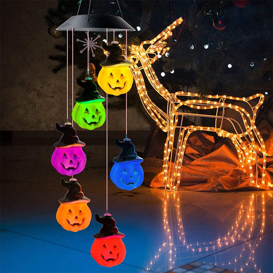 Skull Color Changing Solar Power Wind Chime Lamps
