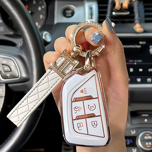 Cadillac Car Key Case Rhinestones Keychain