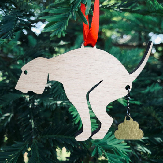 Wooden Christmas Ornament - Pull Off Annoying Dog Poo