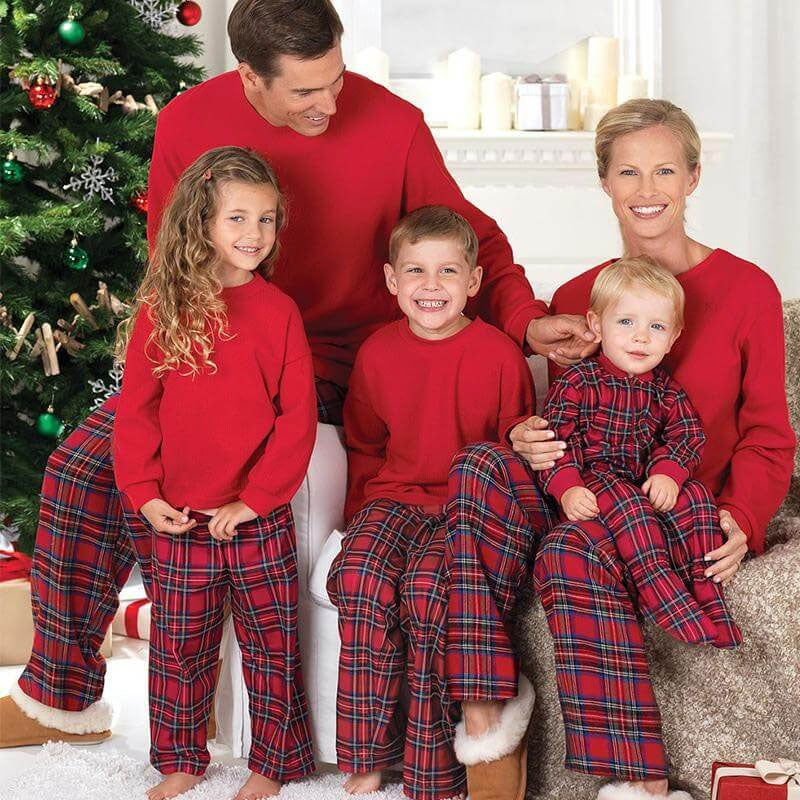 2021 Stewart Plaid Flannel Matching Christmas Family Pajamas