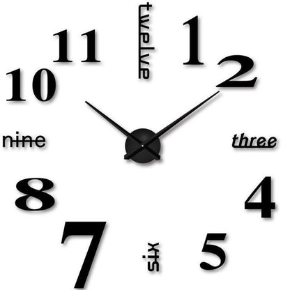 3D Frameless Large Diy Wall Clock