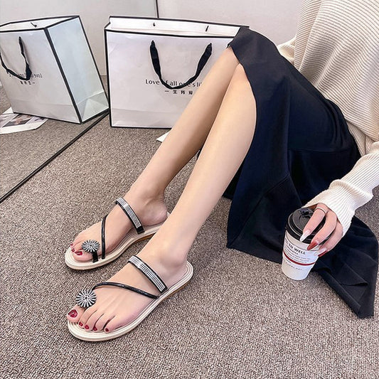 2022 New Shiny Flats Rhinestone Flip-Flops