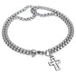 Double Layer Cross Bracelet, Stainless Steel Cross for Men