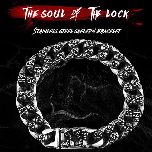 Men Titanium Steel Skull Large Link Bracelet