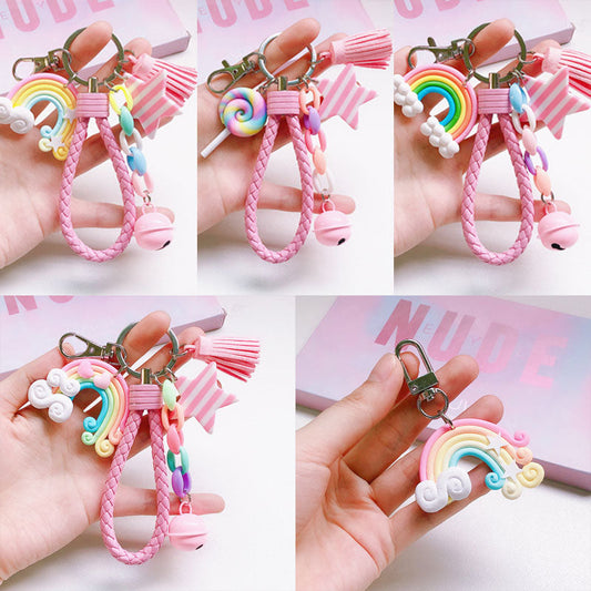 Creative Soft Pottery Rainbow Keychain
