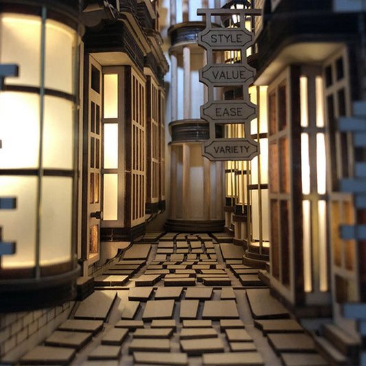 DIY Wooden Diagon Alley Bookshelf Art Bookends